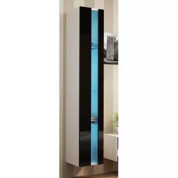 Nástenný regál cama meble VIGO NEW 180×40×30 cm biela/čierna vysoký lesk