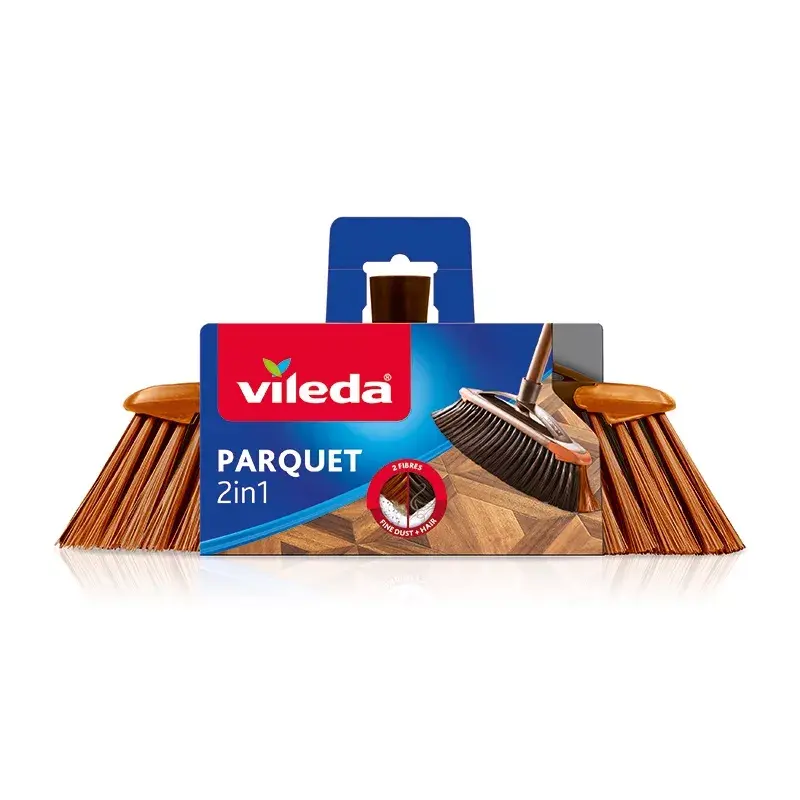 Metla na vnútorné priestory VILEDA model 136082 s mäkkými/tvrdými plastovými štetinami a rúčkou, bronzová