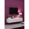 TV stojan Cama Meble VIGO 140, 1400×400×300 mm, biely lesklý vrchná doska, drevotrieska, biely rám