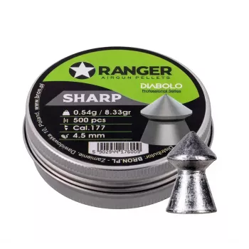 Diabolo guľôčky RANGER PRORO.45.500.S — 4,5 mm diabolo špicatá hlava, 500 kusov, hliníkový dávkovač
