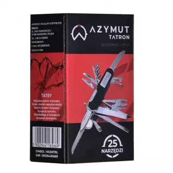 Vreckový nôž AZYMUT Tatron multifunkčný vreckový nôž s 25 nástrojmi, ušľachtilá oceľ, 9 cm zložený, 200 g, kožené puzdro