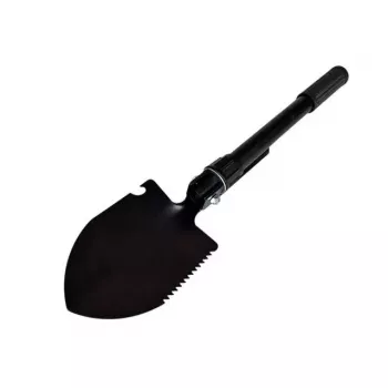 Skladacia taktická lopata AZYMUT Trapper — ušľachtilá oceľ, čierna, 410 mm, 565 g