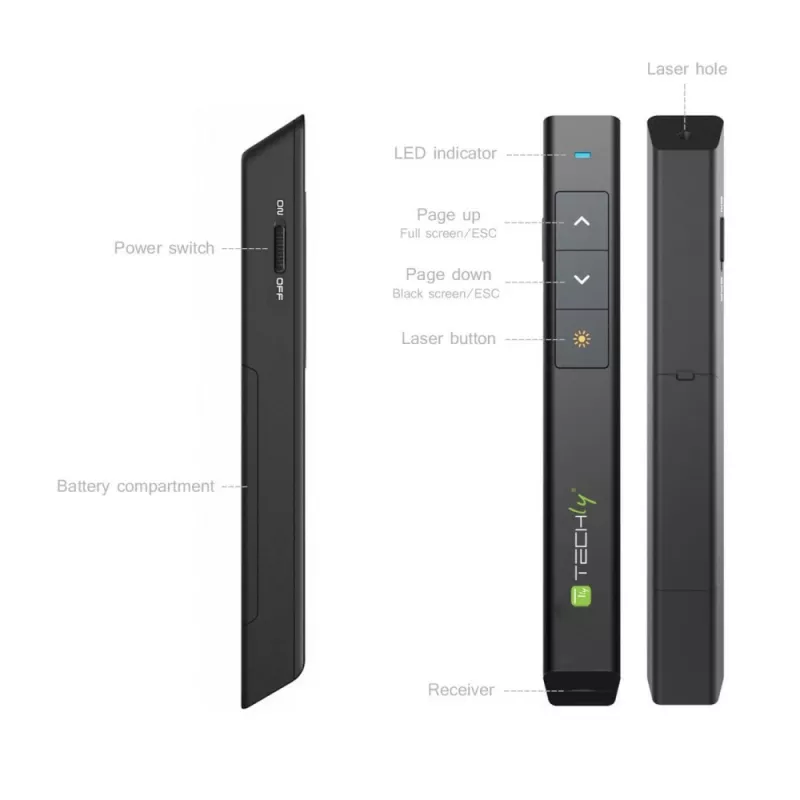 Techly ITC-LASER26 Bezdrôtový prezentér RF čierny