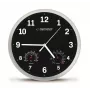Nástenné hodiny ESPERANZA EHC016K Lyon čierne, priemer 25 cm, tichý hodinový strojček, sklenený kryt, plastový rám