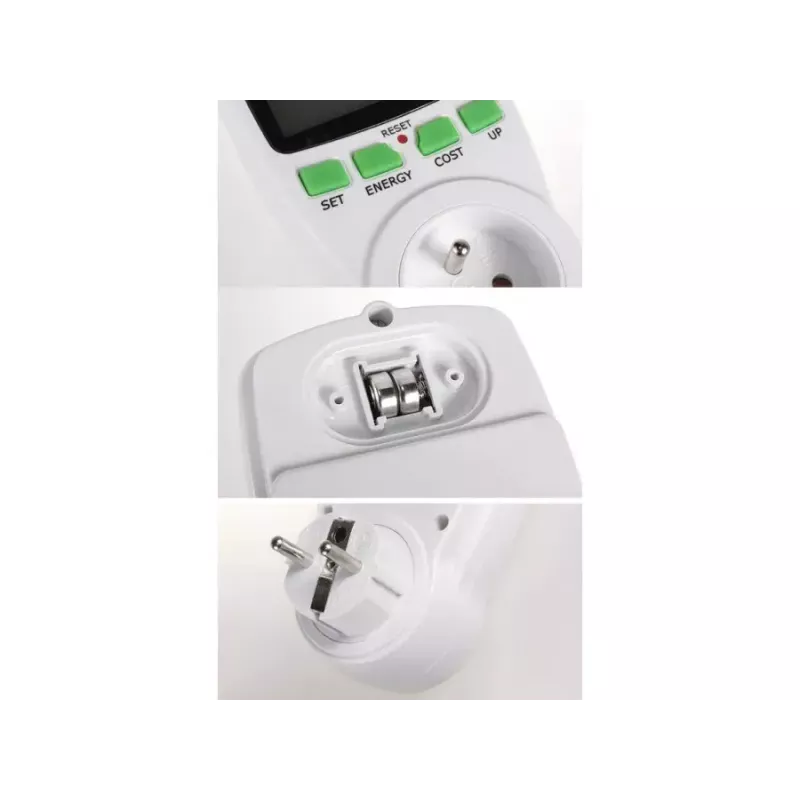 Wattmeter GreenBlue GB202 merač výkonu 0–9999 W, 3600 W max, 220–240 V, 16 A, LCD displej