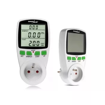 Wattmeter GreenBlue GB202 merač výkonu 0–9999 W, 3600 W max, 220–240 V, 16 A, LCD displej