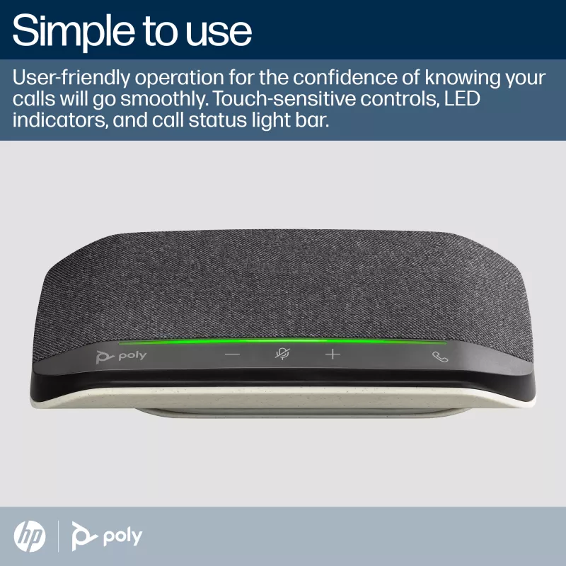HP Poly Sync 10 reproduktor + kábel USB-A na USB-C, PC, čierny, 0,715 m, Windows 10, Windows 11, MacOS, 100–7800 Hz