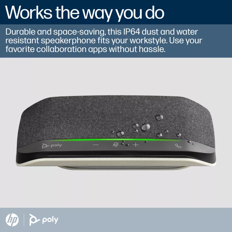 HP Poly Sync 10 reproduktor + kábel USB-A na USB-C, PC, čierny, 0,715 m, Windows 10, Windows 11, MacOS, 100–7800 Hz