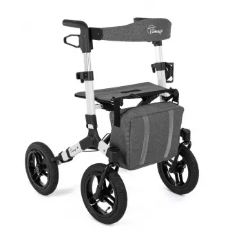 Terénny štvorkolesový rollator TIMAGO RANGER, hliník, výškovo nastaviteľný 89,5–102,5 cm, nosnosť 136 kg, skladací