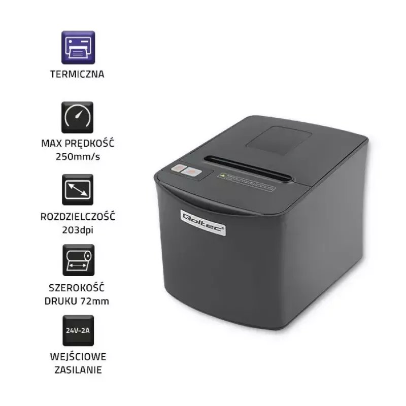Termotlačiareň QOLTEC 50256 s USB rozhraním – kompaktná POS tlačiareň