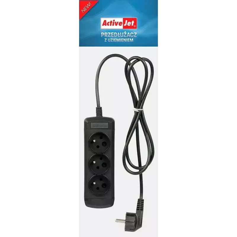 Activejet 3GNU-1.5M-C zásuvková lišta s káblom, 1,5 m, čierna