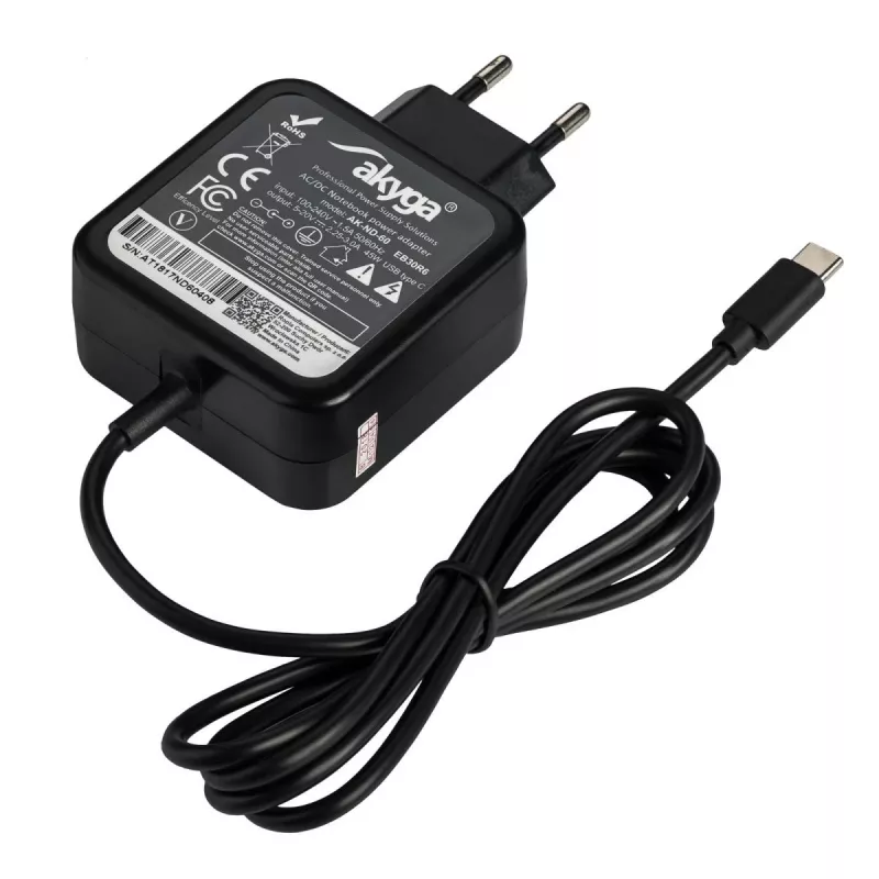 Akyga AK-ND-60 USB-C napájací zdroj pre notebook 45 W, Power Delivery, 5–20 V, 1,2 m