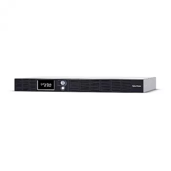 Záložný zdroj CYBERPOWER OR1000ERM1U — 1 kVA (600 W), Line-Interactive, Rackmount 1U, 6× C13 výstupy, LCD, strieborný
