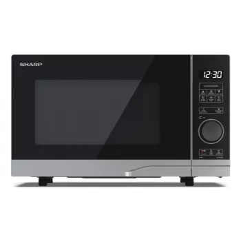 Solo mikrovlnná rúra Sharp YC-PS204AE-S, 20 L, 800 W, LED dotykové ovládanie, 10 výkonových stupňov, tanier 24,5 cm, strieborná