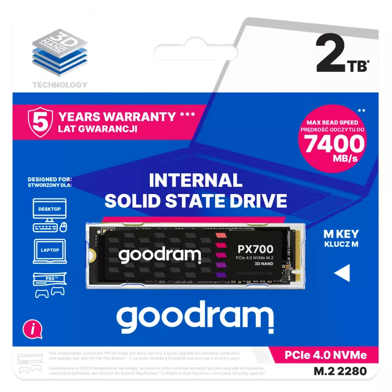 Goodram PX700 SSD SSDPR-PX700-02T-80 interný solid-state-drive 2 TB M.2 PCI Express 4.0 NVMe 3D-NAND