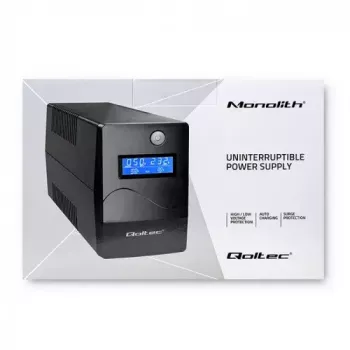Záložný zdroj Qoltec Monolith 0,85 kVA 480 W 2 AC zásuvky