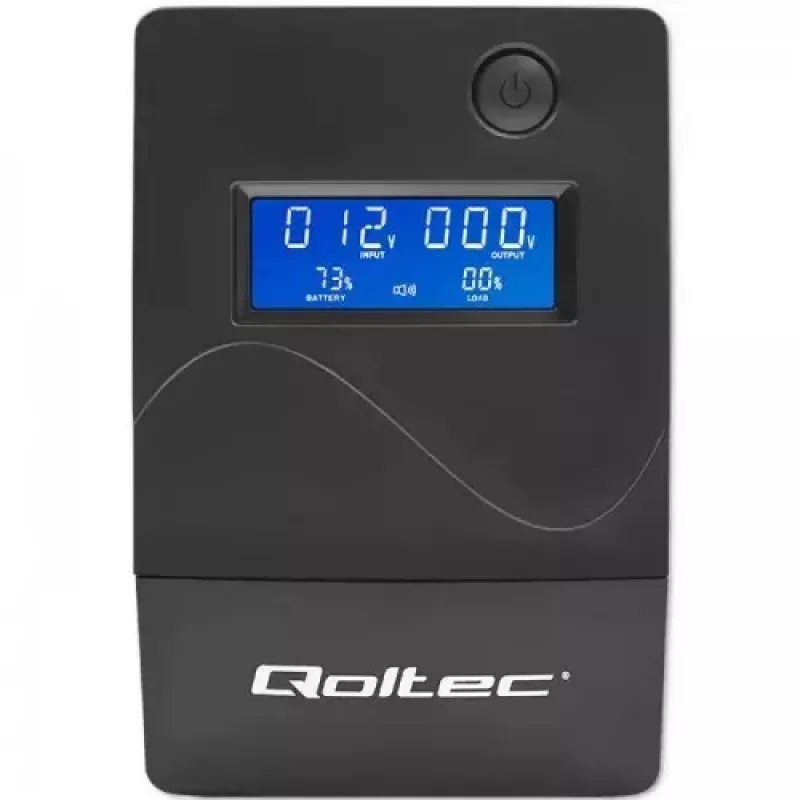 Qoltec Monolith 53979 záložný zdroj UPS, line-interactive, 850 VA / 480 W, 2 zásuvky Schuko, LCD, USB, RJ45
