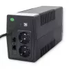 Qoltec Monolith 53979 záložný zdroj UPS, line-interactive, 850 VA / 480 W, 2 zásuvky Schuko, LCD, USB, RJ45