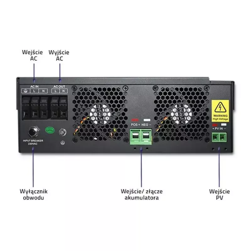 Qoltec 53886 hybridný solárny menič off-grid, 3,5 kW, 100 A MPPT, 24 V, čistý sínus