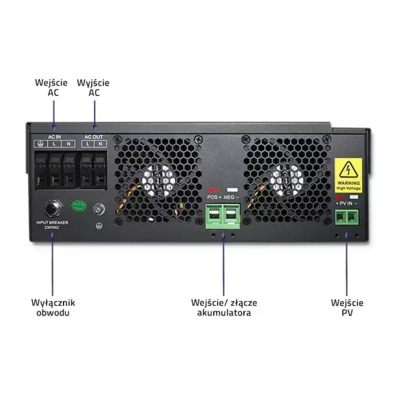 Qoltec 53886 hybridný solárny menič off-grid, 3,5 kW, 100 A MPPT, 24 V, čistý sínus