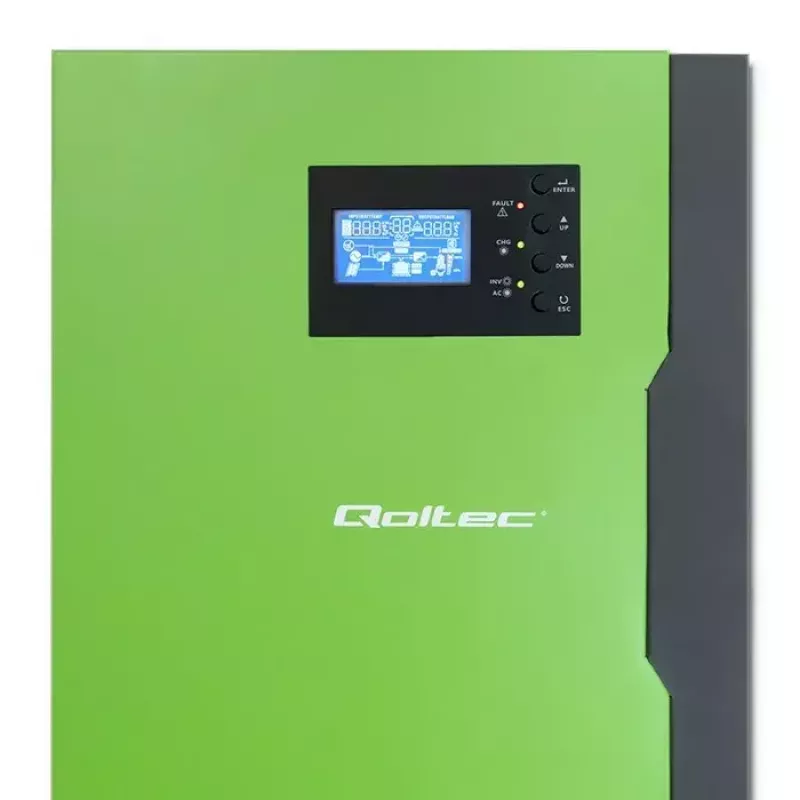 Qoltec 53886 hybridný solárny menič off-grid, 3,5 kW, 100 A MPPT, 24 V, čistý sínus