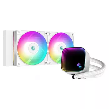 All-in-One kvapalinový chladič DeepCool LS520 SE WH – 240-mm radiátor, 2x 120-mm PWM ventilátory, biely, medená základňa
