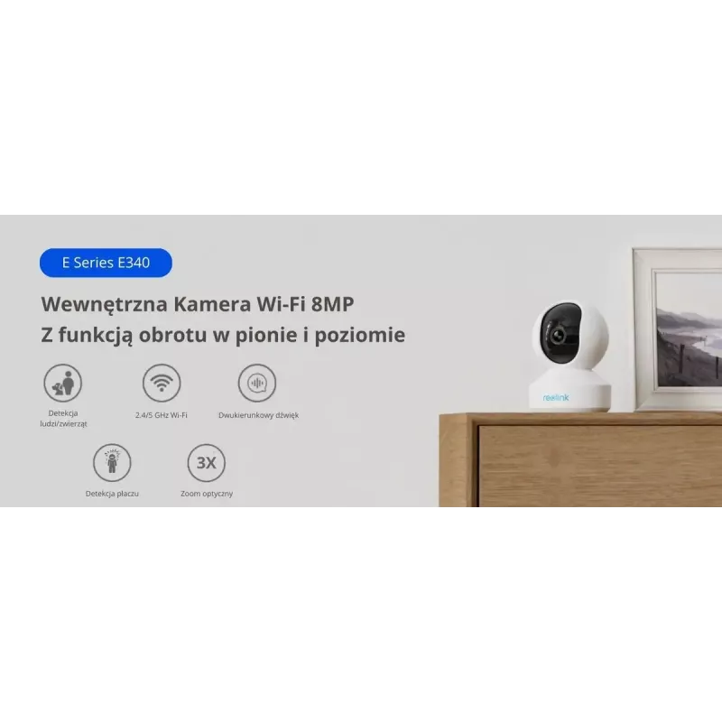 Reolink E340 8MP 4K WLAN otočná a naklápacia bezpečnostná kamera do interiéru (WCEZ8MP05PTAFW)