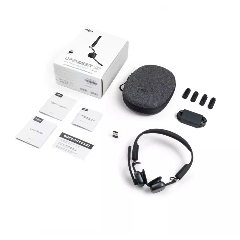 SHOKZ OpenMeet UC bezdrôtový Bluetooth headset s kostným vedením pre videokonferencie s adaptérom USB-A