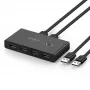 Ugreen 30767 USB 2.0 prepínač so 4 portmi a USB káblami 1,5 m, čierny