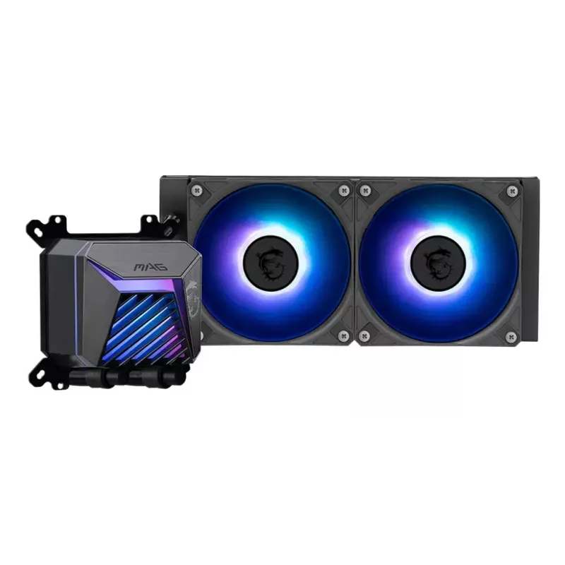 All-in-One kvapalinový chladič MSI MAG Coreliquid A15 240 — 240-mm radiátor, 2×120-mm ventilátory, LGA1700/AM4/AM5, čierny