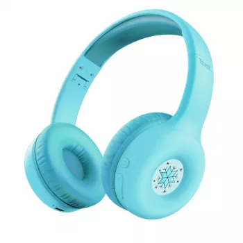Headset TRUST Nouna binaurálny Bluetooth/USB-C káblový & bezdrôtový, skladací, pre deti, modrý, 4 cm reproduktory