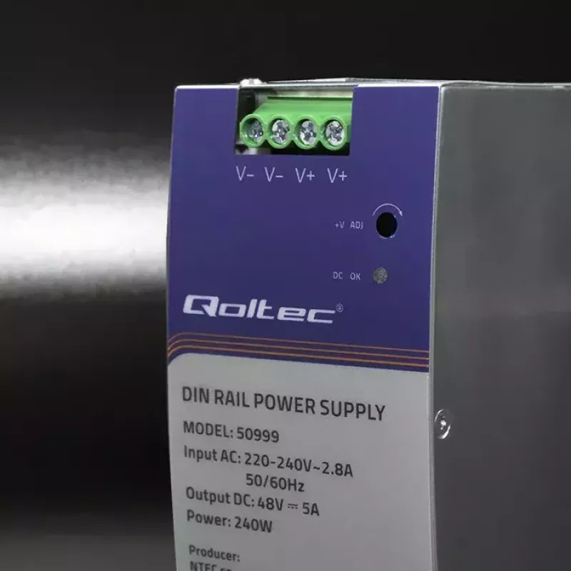 DIN lištový napájací zdroj QOLTEC 50999, 240W, 48V DC, 5A výstup