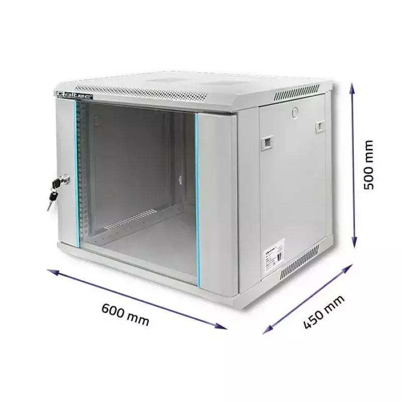 19 palcová racková skriňa QOLTEC 9U model 54484, rozmery 600x500x450 mm