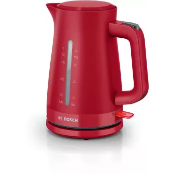 Elektrická kanvica Bosch TWK3M124, 1,7 l kapacita, 2400 W, červená, skryté vyhrievacie teleso