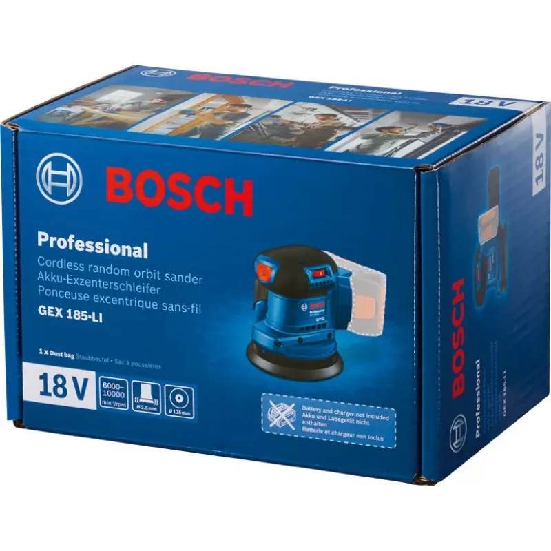Bosch GEX 185-LI Professional excentrická brúska 10000 OPM modrá