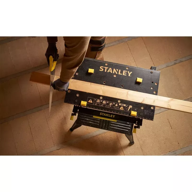 Pracovný stôl na drevo Stanley STST83800-1 bambus oceľ čierny žltý 625 mm
