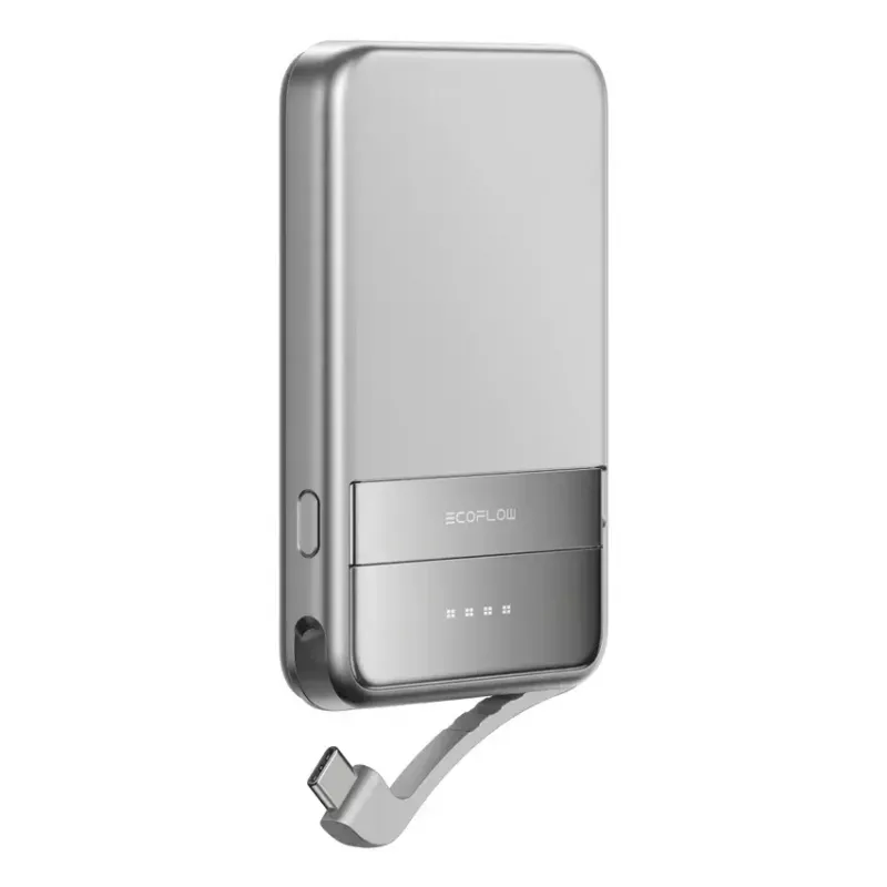Powerbanka EcoFlow Rapid 5000 (lithium-ión 5000 mAh, PD rýchle nabíjanie, 30 W celkom, bezdrôtové, USB-C, strieborná)