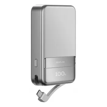 Powerbanka EcoFlow Rapid 5000 (lithium-ión 5000 mAh, PD rýchle nabíjanie, 30 W celkom, bezdrôtové, USB-C, strieborná)