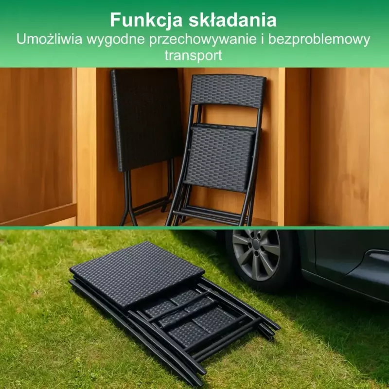 Záhradná súprava Extralink L-0201P — 2 stoličky a čierny stôl