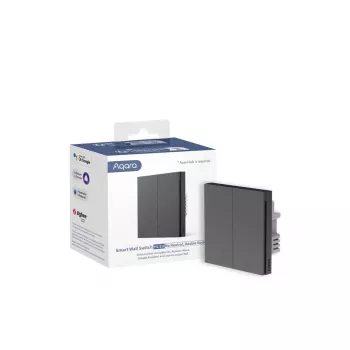 AQARA Smart Wall Switch H1 EU (bez neutrálneho vodiča, dvojtlačidlový) (WS-EUK02-G), sivá – ZigBee nástenný vypínač s dvojitým relé