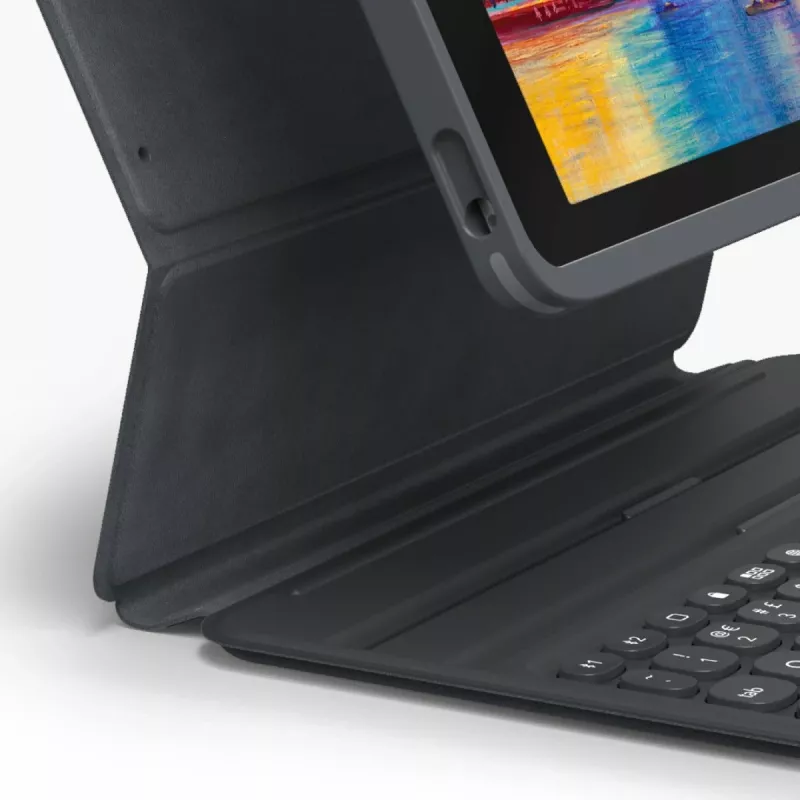 ZAGG Pro Keys bezdrôtové puzdro s klávesnicou pre iPad 10,9 (10. generácia) / iPad 11 (A16) s držiakom na Apple Pencil, britské rozloženie, čierne/sivé