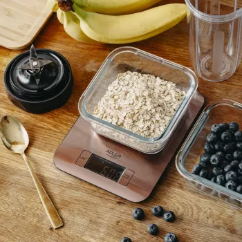 Elektronická kuchynská váha Adler AD 3183 — kapacita 5 kg, presnosť 1 g, nerezová vážiace plocha, medená farba