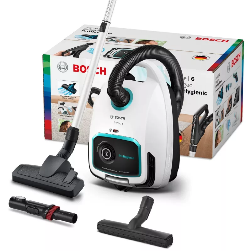 Bosch Serie 6 BGL6HYG1 ProHygienic podlahový vysávač, suchý, 600 W, prachové vrecko, 4 l, biely