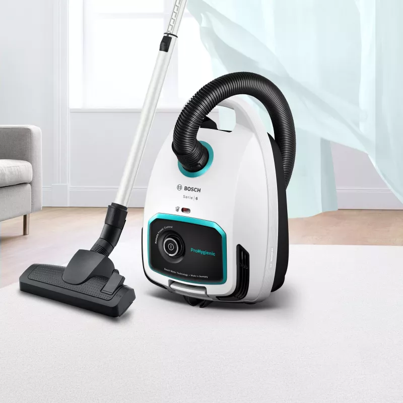 Bosch Serie 6 BGL6HYG1 ProHygienic podlahový vysávač, suchý, 600 W, prachové vrecko, 4 l, biely