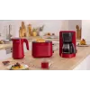 Hriankovač Bosch TAT2M124 — 2 plátky 950 W, červený, centrovanie chleba, rozmrazovanie, lift