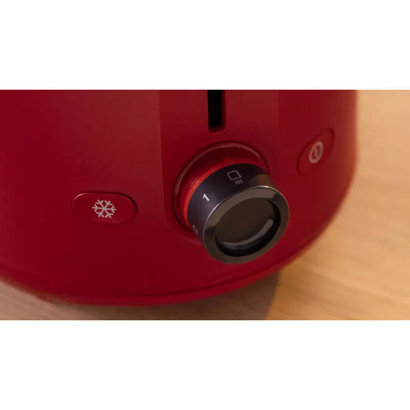 Hriankovač Bosch TAT2M124 — 2 plátky 950 W, červený, centrovanie chleba, rozmrazovanie, lift