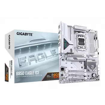 GIGABYTE B850 EAGLE ICE základná doska - AMD Ryzen 9000 Series CPU, 8+2+2 fázové digitálne VRM, až do 8200MHz DDR5 (O.C), 1xPCIe 5.0 + 2xPCIe 4.0 M.2, 2.5 GbE LAN, USB 3.2 Gen 2