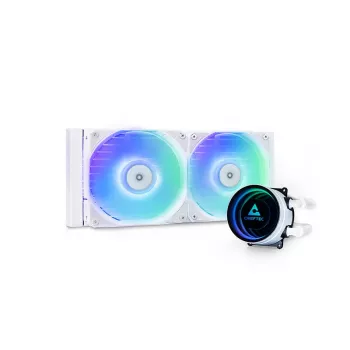 All-in-One kvapalinový chladič CHIEFTEC ICEBERG 240-RGB-W – 240 mm radiátor, 2 x 120 mm RGB ventilátory, biely