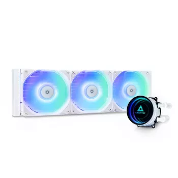 All-in-One kvapalinový chladič CHIEFTEC CLC-360-RGB-W — 360 mm radiátor, 3x 120 mm RGB ventilátory, biely, 40 cm hadice