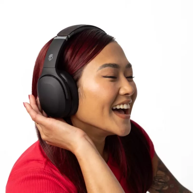 Skullcandy Crusher Evo slúchadlá – bezdrôtový a káblový Over-Ear headset, Bluetooth 5.0, 40 h batéria, USB-C, 3,5 mm, skladacie, čierne